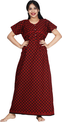 MEETALI CREATIONS Women Nighty(Maroon)