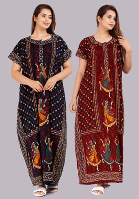 Hans Craft And Creation Women Nighty Set(Multicolor)