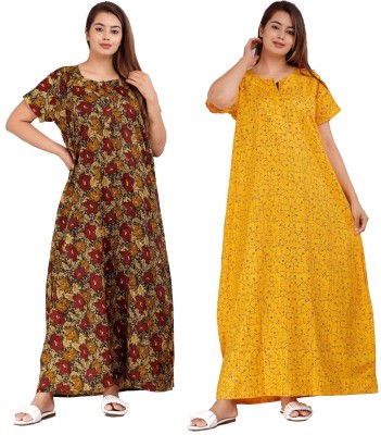 Rajkumari Dreams Women Nighty(Yellow)