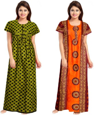 PE Fashion Women Nighty Set(Green, Maroon, Orange, Black)