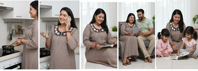 HARGUN NIGHT WEAR Women Nighty(Brown)