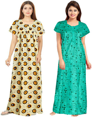 Savicreation Women Nighty(Multicolor)