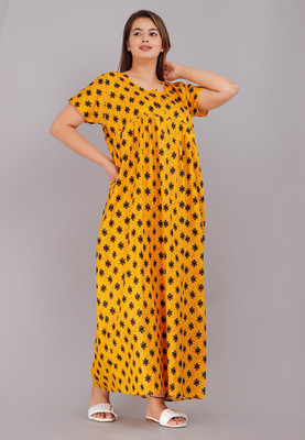 SHRIGANESH ENTERPRISES Women Nighty(Yellow)