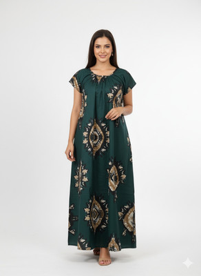 Nijam enterprise Women Nightdress(Dark Green)