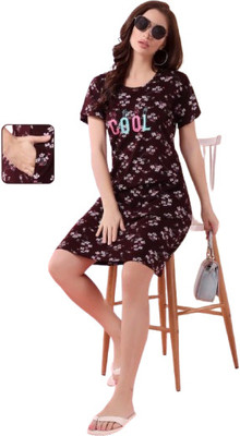 Shree Swami Samarth collection Women Nightdress(Brown)