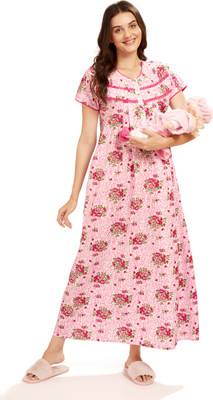 AV2 Women Maternity/Nursing Nighty(Pink)