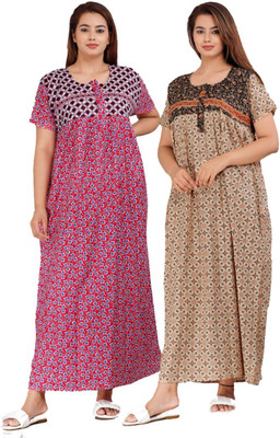 Shunit creation Women Nighty(Pink, Brown)