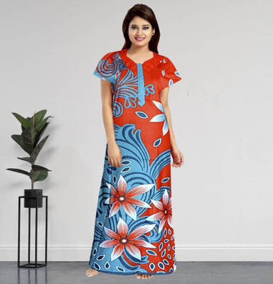 Savicreation Women Nighty(Multicolor)