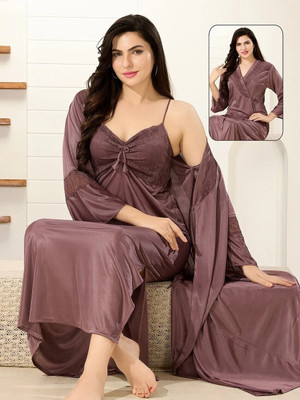 Kattly Women Nighty(Brown)