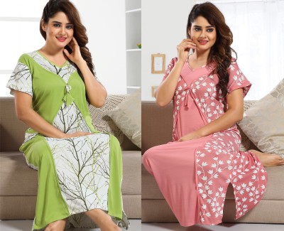 SHOPPING STATION Women Nighty Set(Multicolor)