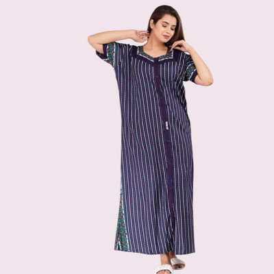 Durga Enterprises Women Maternity/Nursing Nighty(Blue)
