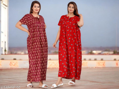 Sanzzy Women Nighty(Multicolor)