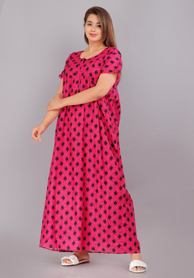 unlocked Women Nighty(Pink, Black)