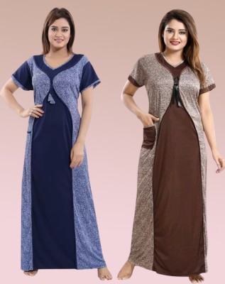 R2M SHOPPING Women Nighty(Multicolor)