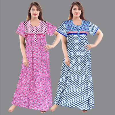 Hans Fashion ENT Women Nighty(Pink, Blue)