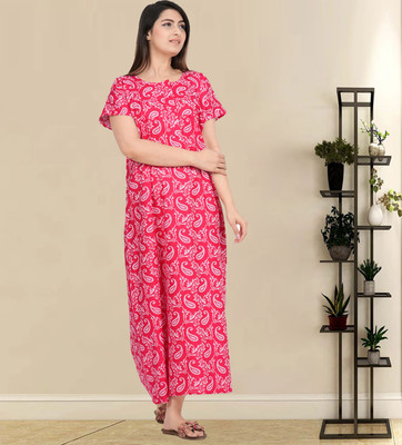 AakarShana Women Nightdress(Red)