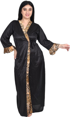 Embrave Women Robe and Lingerie Set(Yellow, Black)