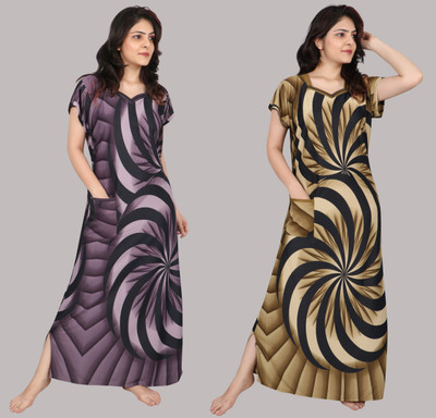 PURSA Women Nighty Set(Multicolor)