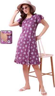 Shree Swami Samarth collection Women Nightdress(Purple)
