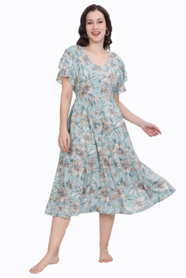 Ms.Lingies Women Maternity/Nursing Nighty(Blue)