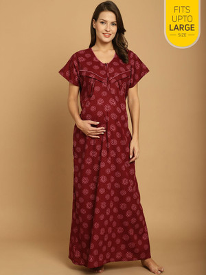 Secret Wish Women Maternity/Nursing Nighty(Maroon)