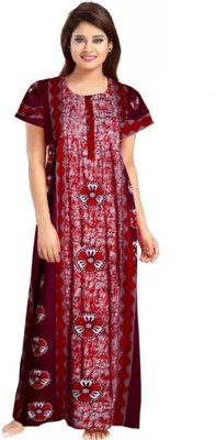 AAKARSHANA CREATION Women Nighty(Red)