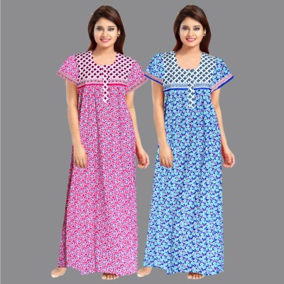 JWF Women Nighty(Pink, Blue)