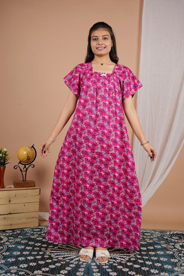 Homezilla Women Nighty(Pink)