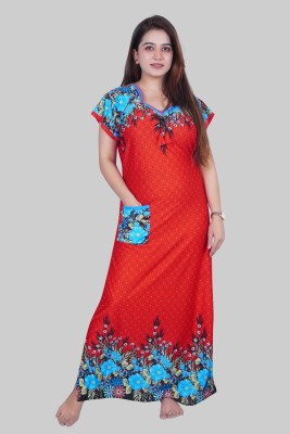 PURSA R Women Nighty(Red)