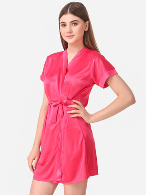 DreamBe Women Robe and Lingerie Set(Pink)