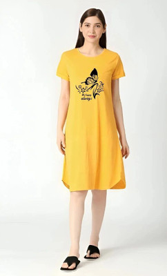 LIVAX COTTY Women Nightshirts(Yellow)