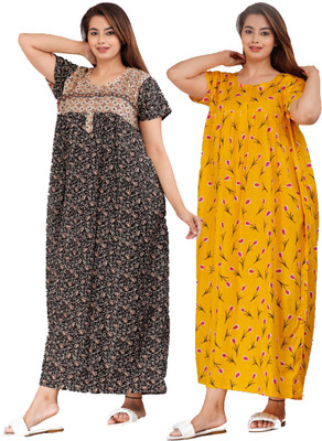 Hans Craft And Fashion Women Nighty(Multicolor)