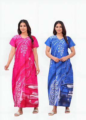 Gentle Touch Women Nighty(Pink, Blue)