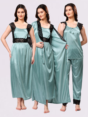 LoveMagnet Women Nighty with Robe(Light Green)