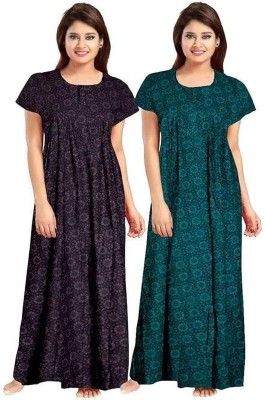 YUKATA Women Nighty(Brown, Green)