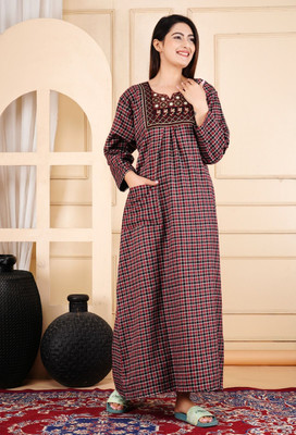Ruishee Women Nighty(Red)
