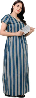 ANSHIKATOZ Women Nighty with Robe(Blue)