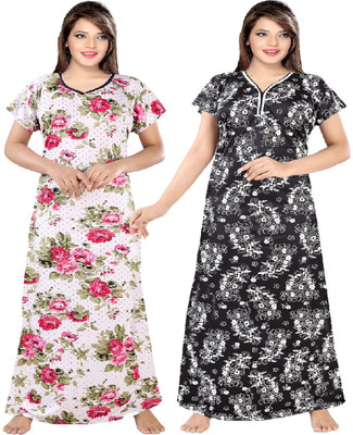 Hans Fashion ENT Women Nighty(Pink, Black)