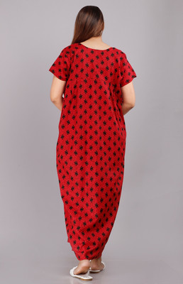 AakarShana Women Nightdress(Red)