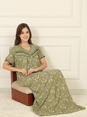 SWEET DREAMS Women Nightdress(Green)