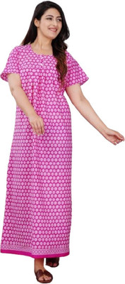 Durga Enterprises Women Nightdress(Pink)