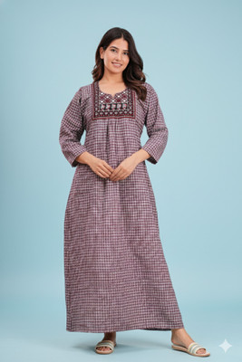 ANANT CREATION Women Nightdress(Maroon)