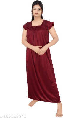 HARGUN NIGHT WEAR Women Nighty(Maroon)