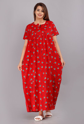 NIRMALA FASHIONS Women Nighty(Red)