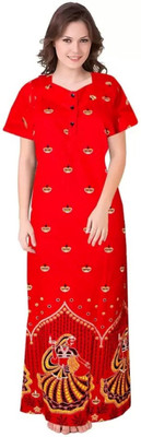 Homezilla Women Nighty(Red)