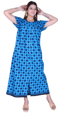 femimode Women Maternity/Nursing Nighty(Blue)