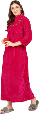 Endrilla Women Nighty with Robe(Pink)
