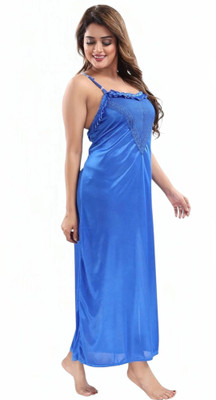 HR creation Women Nighty with Robe(Blue)
