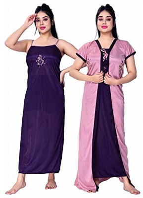 Mishubh Enterprise Women Nighty with Robe(Purple)