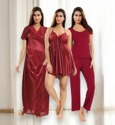 TASN Women Nighty Set(Red)